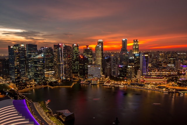 Singapore skyline at night